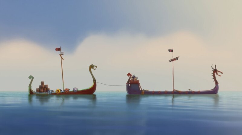 Wickie und die starken Männer 3D: „Wasser auf die Mühlen.“ Wickie, Tjure und Snorre kehren vom Wassersuchen zurück und müssen ihre Mannschaft retten. – Bild: ZDF und studio100media