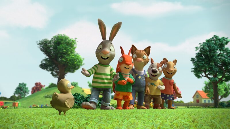 Die Freunde möchten Derek wieder zu seiner wahren Familie zurückbringen. Dabei soll ein Ententänzchen helfen. – Bild: ZDF/​Magic Light Pictures LTD 2023