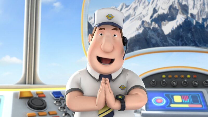 Roger schickt Jett in den Himalaya, dort grüßen die Leute mit „Namaste!“. – Bild: KiKA/​FunnyFlux/​QianQi/​EBS/​CJ E&M