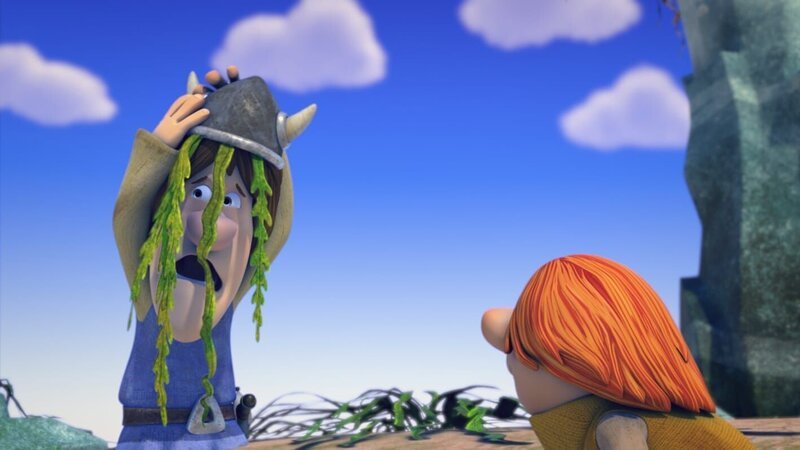 Tjure hat einige Probleme beim Sammeln von Seetang. – Bild: ZDF/​studio100media