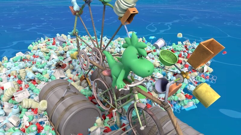 Zum Glück hat Grisu eine super Idee, um so viel Müll einzusammeln. – Bild: MONDO TV Group