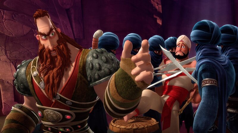 Sindbad, der Seefahrer wird von den skrupellosen Räubern festgehalten. – Bild: rbb/​Hahn Film AG /​ Chocolate Liberation Front /​ Toonz Entertainment /​ 1001 Nights Productions Pty Ltd