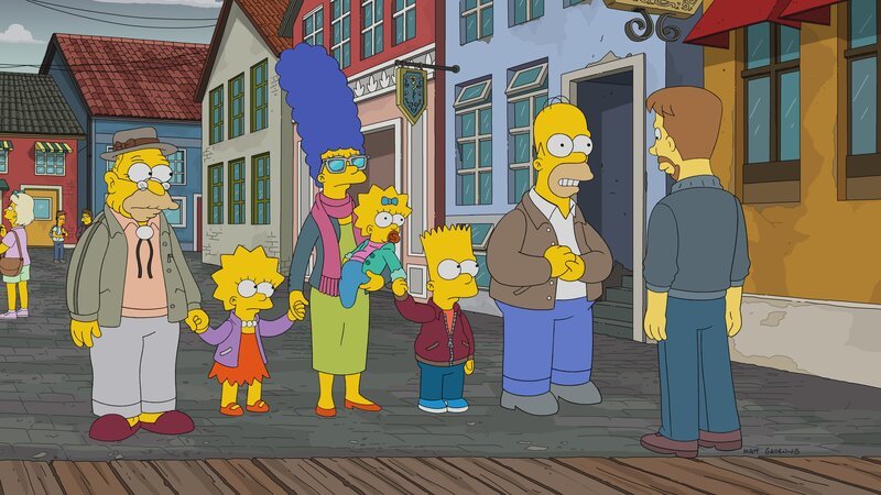 (v.l.n.r.) Grampa; Lisa; Marge; Maggie; Bart; Homer; Søren – Bild: Fox and its related entities