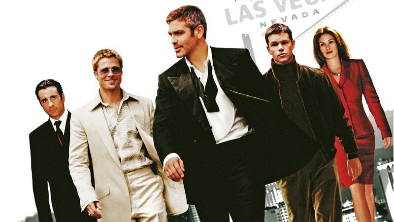 Danny Ocean (George Clooney), Andy Garcia, Brad Pitt, Matt Damon, Julia Roberts – Bild: RTL II