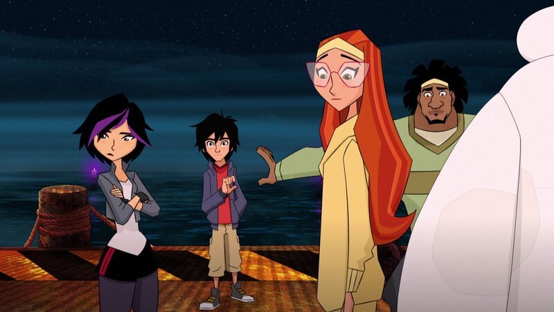 L-R: Go Go (voiced by Jamie Chung), Hiro (voiced by Ryan Potter), Honey Lemon (voiced by Genesis Rodriguez), Wasabi (voiced by Khary Payton) – Bild: The Walt Disney Company Germany