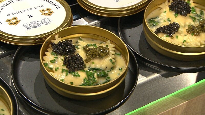 „Silvester-Menü“: Handgemachte „Dosen-Ravioli“ alla cavionara von Cornelia Poletto – Bild: ZDF und Gunnar Nikolaus