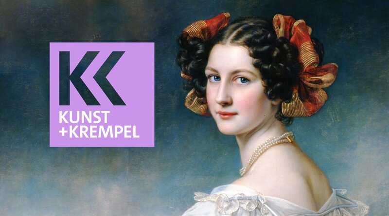 Key Visual/​Cover Sendereihenbild mit Typo zu „Kunst + Krempel“. Im Bild: Porträtgemälde, Auguste Strobl. – Bild: BR /​ Bayerische Schlösserverwaltung