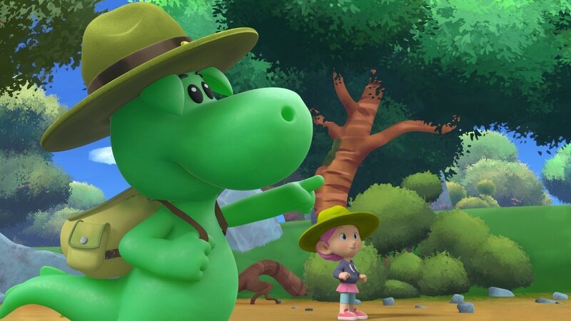 Grisu und Stella haben den Baum gefunden, den sie markieren sollen. – Bild: ZDF und © 2023 MONDO TV Group