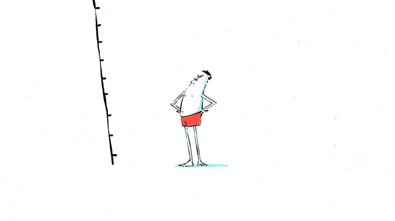 Heute will Sven endlich den Sprung vom 10-Meter-Turm wagen. – Bild: MDR/​interfilm Berlin Management G