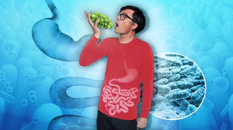 Quarks fragt u.a., welche Rolle spielen Mikroorganismen im Darm bei der Wahl unseres Lieblingsessens? Welchen Einfluss hat der Darm auf unsere Psyche? Und was können wir selbst für unsere Darmgesundheit tun? Ralph Caspers zeigt, wie intensiv Darm und Gehirn miteinander kommunizieren, was bei einem Reizdarm wirklich hilft und für wen eine Stuhltransplantation in Frage kommen kann. – Bild: WDR/​Annika Fußwinkel