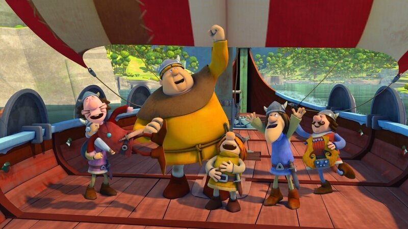 Die Wikinger freuen sich zu früh. Das „unschlagbare Schwert“ wird ihnen noch viel Ärger bereiten. – Bild: ZDF/​studio100media