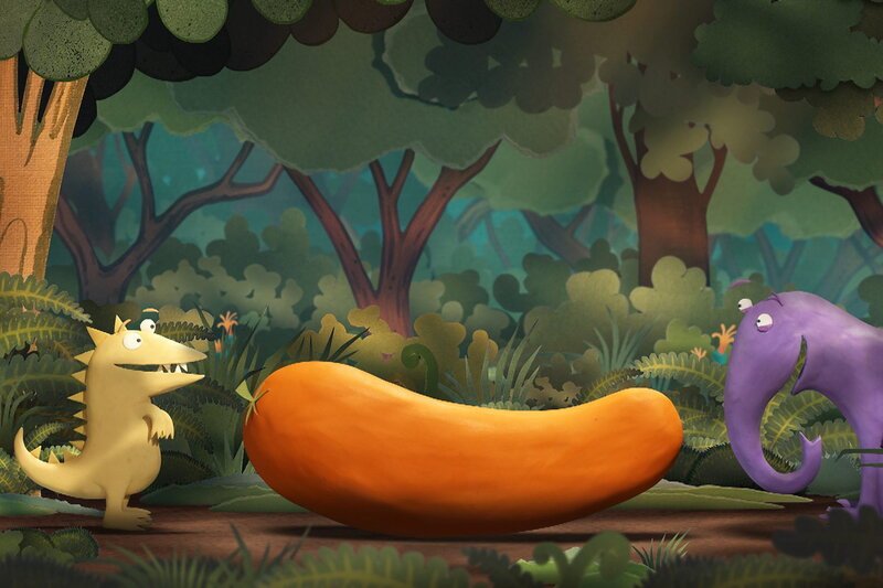 Kiri und Lou beschliessen, Pania eine Riesenfrucht zu schenken. – Bild: SRF