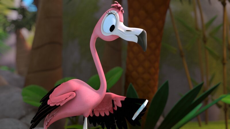 Flora ist ganz begeistert von ihrem neuen Handy. – Bild: ZDF/​Grid Animation