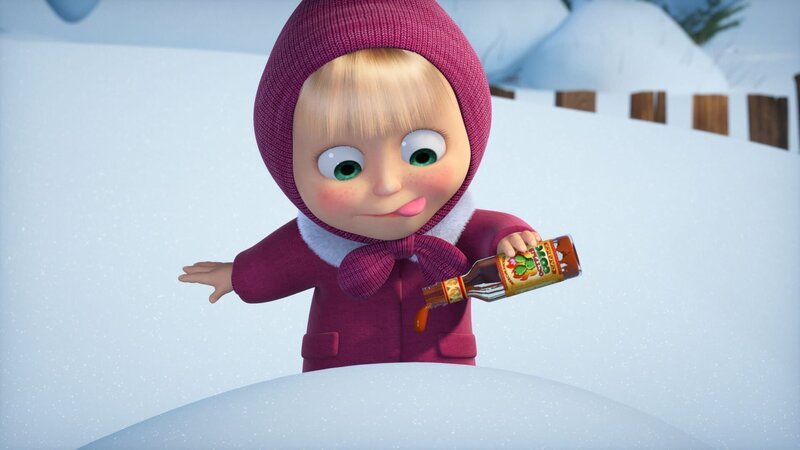 Mascha träufelt die mexikanische Sauce auf den Schnee. – Bild: KiKA/​Animaccord LTD