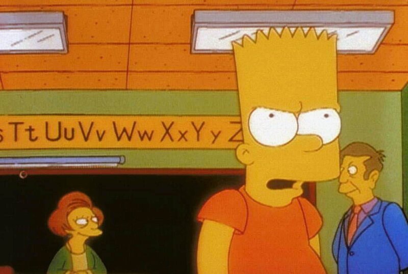Bart ist verärgert, dass er für Direktor Skinner und die Lehrerin, Mrs. Krabappel, den Liebesboten spielen muss. – Bild: PR7; ProSieben Media AG