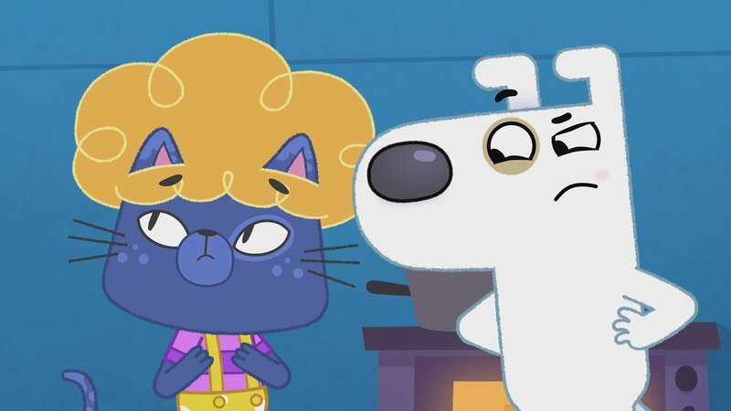 Knuddel Wuddel erscheint Dog irgendwie merkwürdig. – Bild: KiKA/​Dog Loves Productions Limited