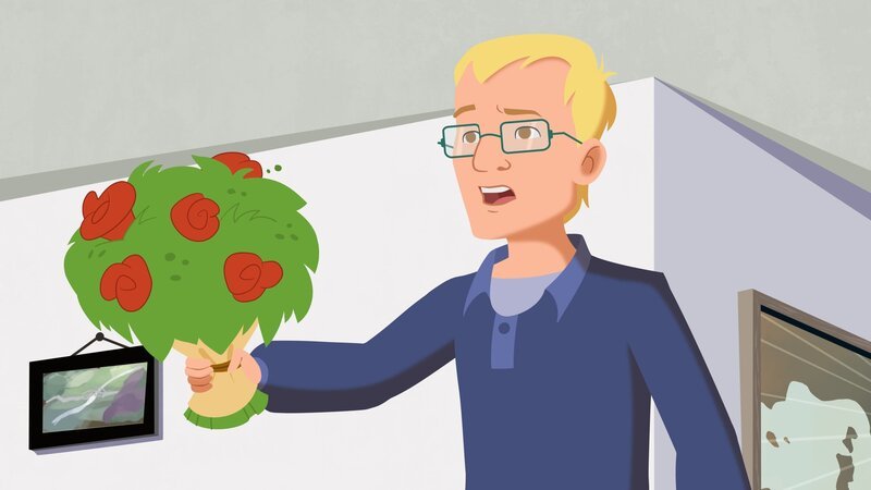 Jan Johannson hat Blumen zum Hochzeitstag gekauft. – Bild: ZDF/​WunderWerk GmbH