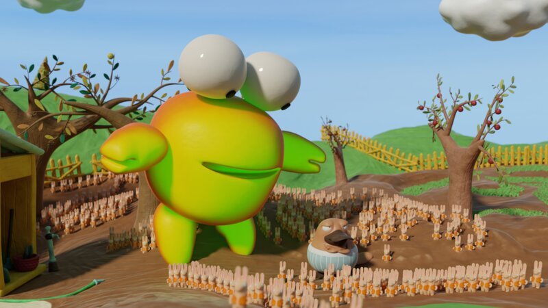 Nö-Nö wundert sich über Riesen-Karli und Bio-Klone. – Bild: hr/​Miam/​Autour de minuit