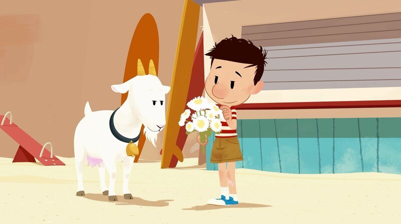 Nick hat etwas gutzumachen und möchte Blumen schenken. Der Ziege würden die Blumen auch gefallen. – Bild: SWR/​MEDIA VALLEY – BELVISION/​Le Petit Nicolas®