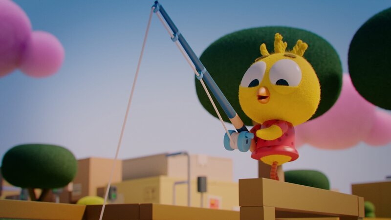 Voller Elan macht sich Karla mit ihrer Angel daran, einen großen Fisch an Land zu ziehen. – Bild: DR, Sparre Production, GODO Films