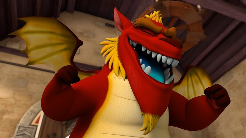 Prinz John wurde in einen Drachen verwandelt und möchte jetzt Angst und Schrecken verbreiten, um so an Gold zu kommen. – Bild: Method Animation – ZDF /​ ZDF Studios