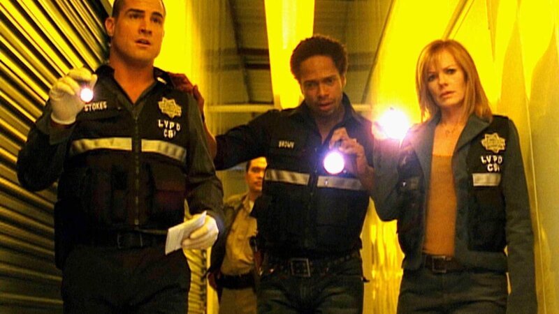 Eine Lagerhalle wird für illegale Geschlechtsumwandlungen genutzt. Nick (George Eads, li.), Warrick (Gary Dourdan) und Catherine (Marg Helgenberger) bietet sich ein Bild des Grauens … – Bild: MG RTL D /​ CBS