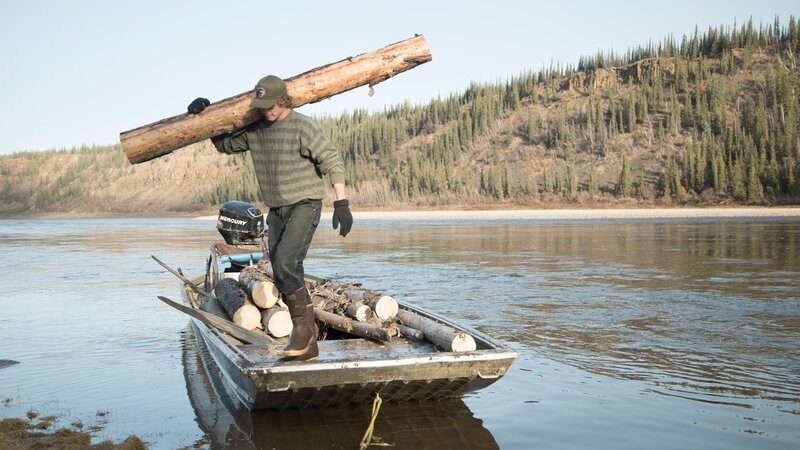 Charlie hauls a log. – Bild: Discovery Channel /​ Discovery Communications