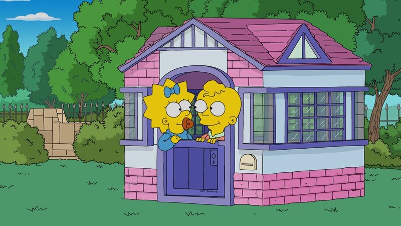 „Die Simpsons“, „Maggies erste Liebe.“ Maggie trifft auf einem Spielplatz den kleinen Hudson. Die zwei sind sogleich ganz vernarrt ineinander. Doch weil Marge Hudsons Mutter partout nicht ausstehen kann, scheinen alsbald auch die Kinder getrennte Wege gehen zu müssen. Unterdessen soll Homer dafür sorgen, dass sein Chef günstig an ein Heliumvorkommen herankommt. Weil ihm der Bestitzer der Quelle sympathisch ist, plagen Homer aber zunehmend Gewissensbisse. – Bild: Twentieth Century Fox Film Corporation