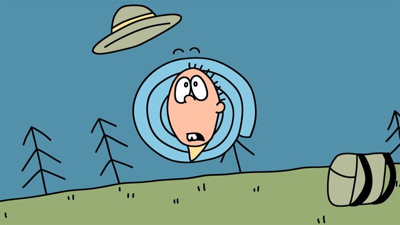 Oliver rollt in seinem Schlafsack den Hügel hinunter. – Bild: NDR/​DR & Nice Ninja & Lowe Haak