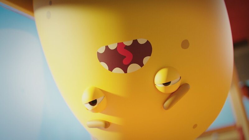 Auch der saure Max hat verschlafen. Jetzt fährt er seinen Bus glatt auf dem Dach. – Bild: DR, Sparre Production, GODO Films