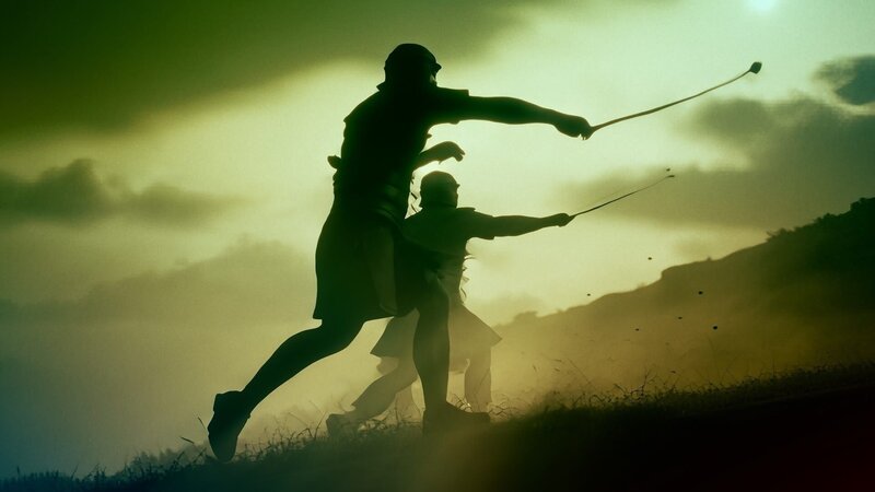 Das alte Rom ist bekannt für seine Kriegsmaschinerie. Dazu gehörten auch ballistische Waffen, wie etwa Schleudern. Mit Hilfe der Distanzwaffen gelang es bereits zu Beginn der Schacht dem Feind erhebliche Verluste zuzufügen. – Bild: ZDF und Jörg Faber-Courtial