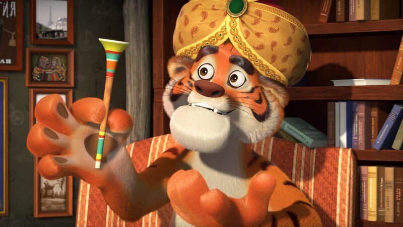 Der Tiger präsentiert eine Flöte. – Bild: KiKA/​Animaccord LTD