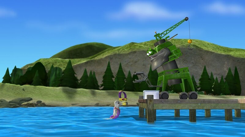 Roberta ist nicht zu bremsen, sie dreht Pirouetten, schlägt einen Salto nach dem anderen und springt weit höher in die Luft, als es ihre Freunde Timmy, Bess und Shanty je gedacht hätten. – Bild: KI.KA/​Mike Young Productions