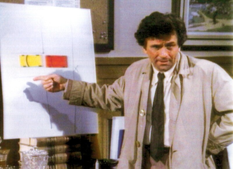 Lt. Columbo (Peter Falk) ermittelt im Fall des Mordes an Harry Stone, dem Manager des Senatskandidaten Nelson Hayward. Bei seinen Recherchen wird ihm der saubere Politiker zunehmend suspekt. – Bild: Das SUPER RTL-Bildmaterial darf nur zur redaktionellen Berichterstattung im Zusammenhang mit der jeweiligen Sendung unter Angabe der Credits und Beachtung der unter http:/​/​kommunikation.superrtl.d