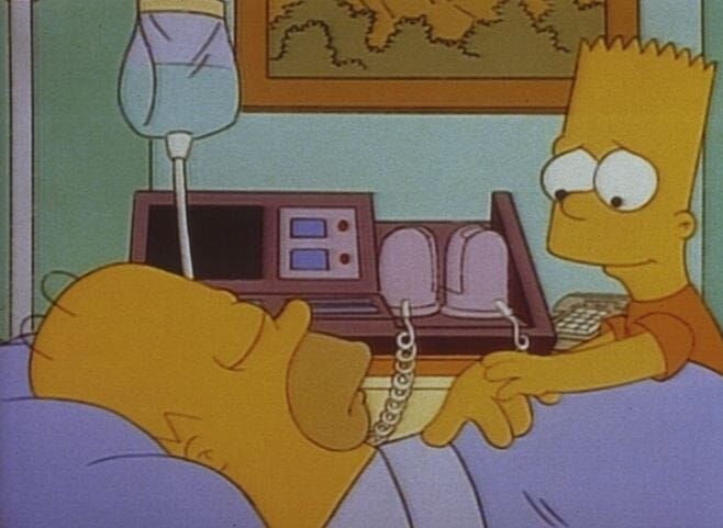 Bart besucht seinen noch bewusstlosen Vater im Krankenhaus und macht ihm die schönsten Versprechungen. – Bild: PR7; ProSieben Media AG