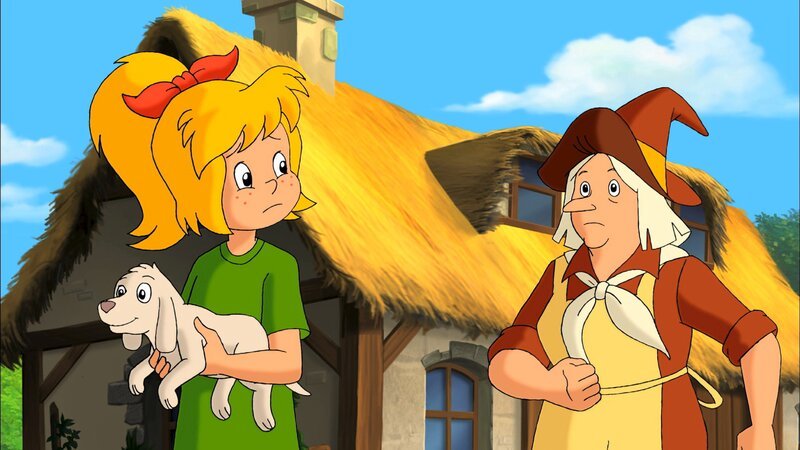 Alle außer Gundel und Bibi sind in einer Zeitschleife gefangen: Der Welpe versucht immer wieder auszubüxen. – Bild: ZDF und Kiddinx