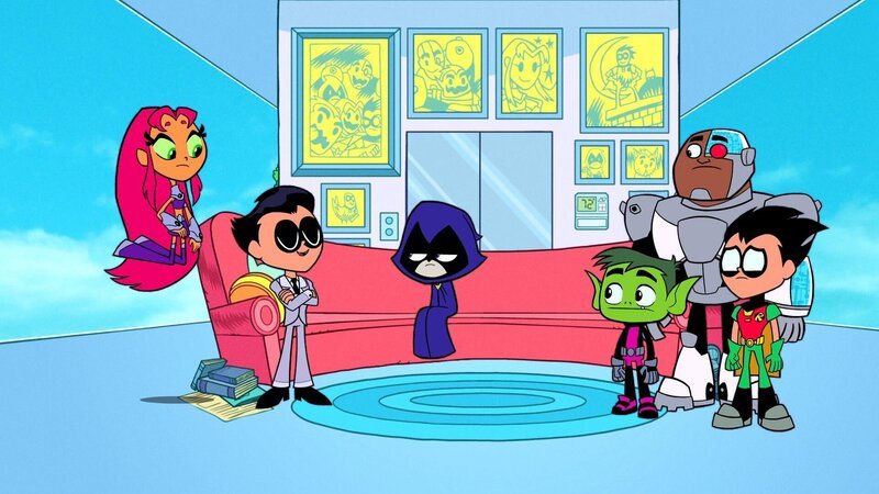 v.li.: Starfire, Robin, Raven, Beast, Beast Boy, Cyborg, Robin – Bild: Cartoon Network