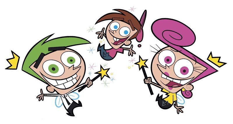 Mit ihren Zauberstäben können Cosmo und Wanda allerhand Wünsche in Erfüllung gehen lassen. Welch ein Glück, dass Timmy solche zwei prima Paten hat. – Bild: Fix und Foxi