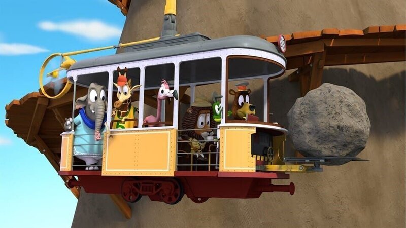 Felsbrocken auf dem Gleis 2 – Bild: Kinderkanal