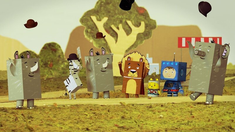 Raketenflieger Timmi und Teddynaut landen auf dem Tierplaneten. Doch, was ist hier los? Alle Tiere tragen Hüte. – Bild: rbb/​MDR/​MotionWorks GmbH