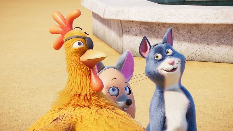 Damit Kater Prinz lernt, wie man Mäuse fängt, hat sich Ei Jo als Maus verkleidet. – Bild: KiKA/​KiKA/​Sixteen South/​Mikros Animation IP/​Tencent