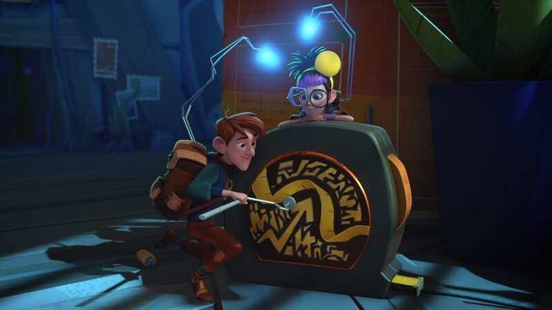 Mit einer Dynamolampe macht sich Jeremy Licht für die Reparatur von Maries Abfluss. – Bild: SWR/​ELLIPSANIME PRODUCTIONS/​BELVISION/​DARGAUD MEDIA/​RTBF