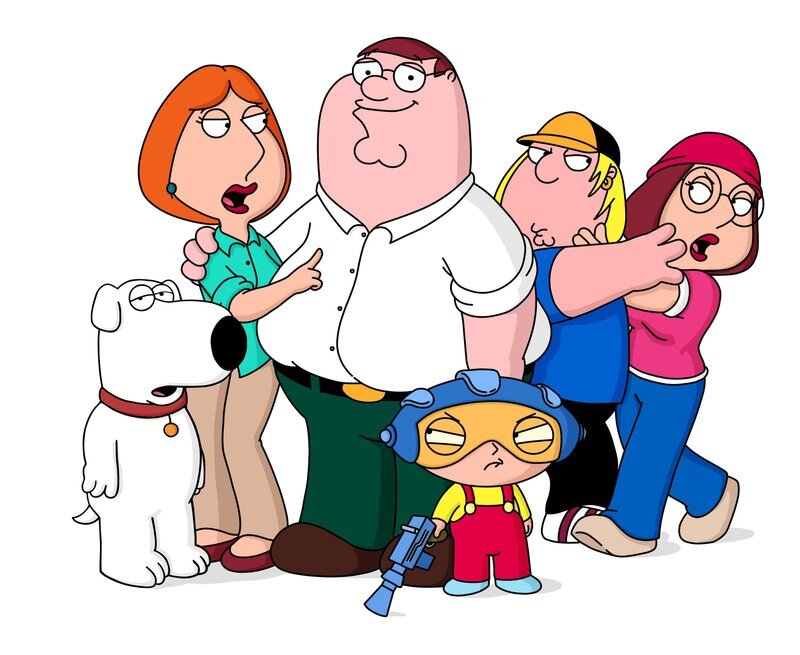 The Griffins (L-R: Brian, Lois, Peter Stewie, Chris and Meg) on THE FAMILY GUY on FOX. – Bild: TV4