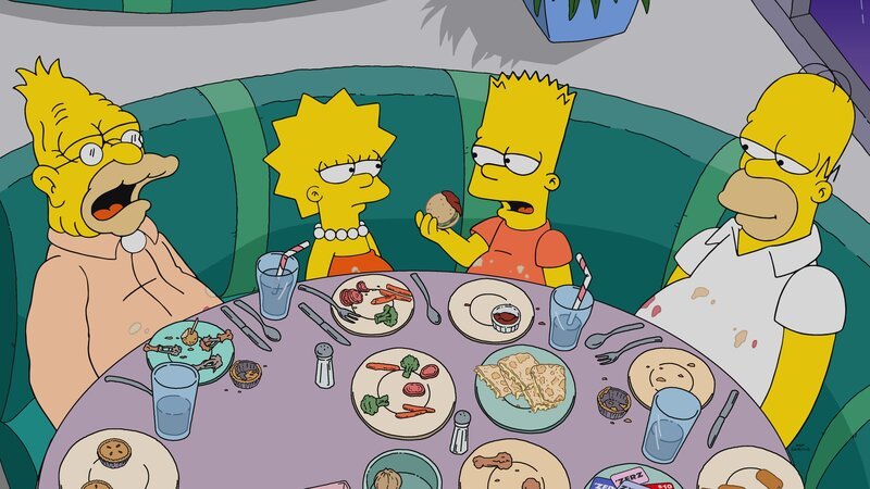 (v.l.n.r.) Grampa; Lisa; Bart; Homer – Bild: ProSieben