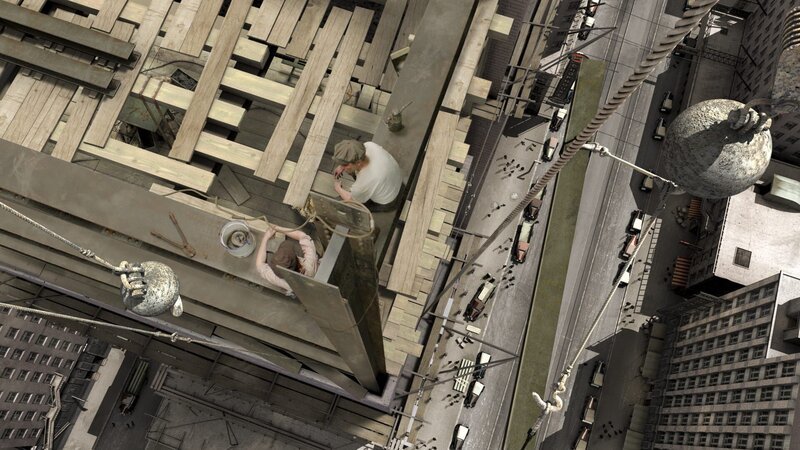 Szene von der Baustelle des Empire State Buildings in New York, das im Mai 1931 eröffnet wurde und zu dieser Zeit mit 443 Metern das höchste Gebäude der Welt war. – Bild: ZDF und Torbjörn Karvang