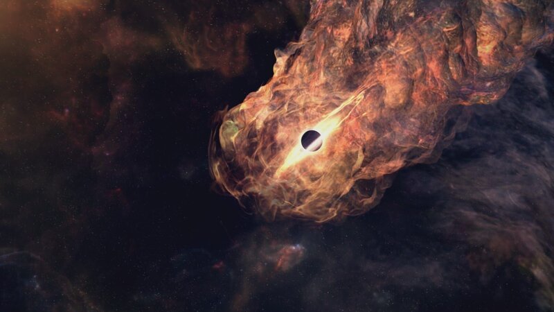 Ob mikroskopisch klein oder supermassereich – sie beeinflussen alles in ihrer Umgebung. Schwarze Löcher sind die Meisterarchitekten des Universums. – Bild: ZDF und Rob Elliott