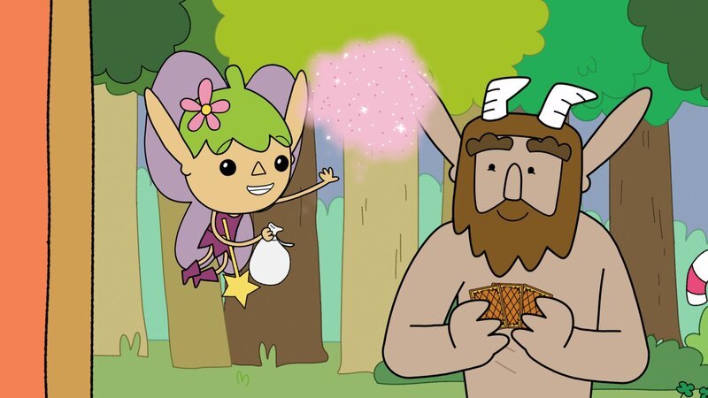 Twinkle (links) spielt liebend gern das Kartenspiel „Taschenbiester“. Sie ist ein Ass darin. Doch zum Erstaunen von Hufius (rechts), hält sie es schlecht aus, wenn sie mal verliert. – Bild: Tiger Aspect Kids & Family Limited, Movimenti Produc