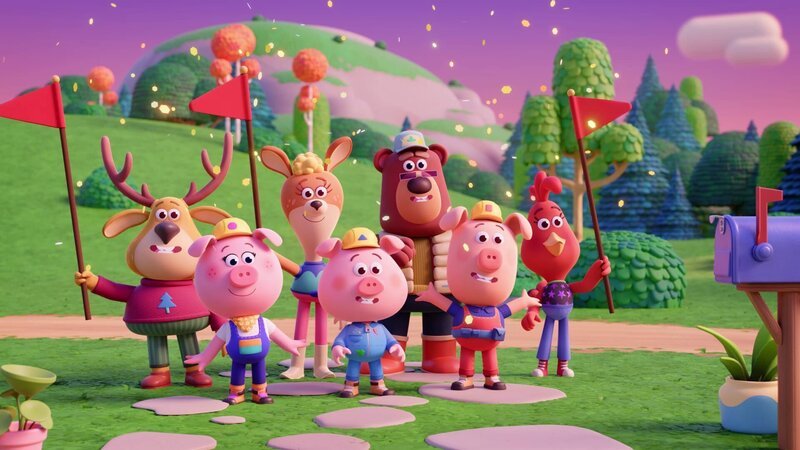 So sieht eine gelungene Überraschung der Werkel-Ferkel aus. – Bild: ZDF/​XILAM ANIMATION/​CUBE CREATIVE PRODUCTIONS/​HORTA PRODUCTIONS