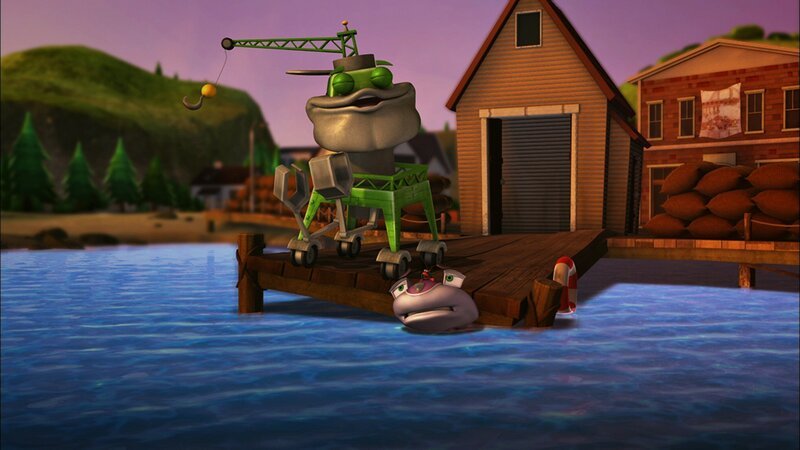 Skid stützt den Pier, damit Kran Shanty nicht ins Meer fällt. – Bild: KI.KA/​Mike Young Productions