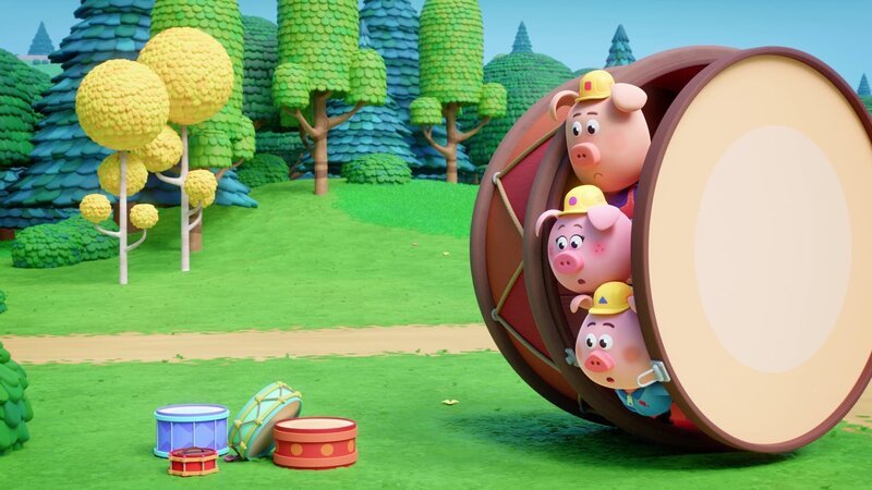 Um den Diebstahl ihrer Trommeln aufzuklären, haben die Werkel-Ferkel eine clevere Idee. – Bild: ZDF /​ XILAM ANIMATION /​ CUBE CREATIVE PRODUCTIONS /​ HORTA PRODUCTIONS